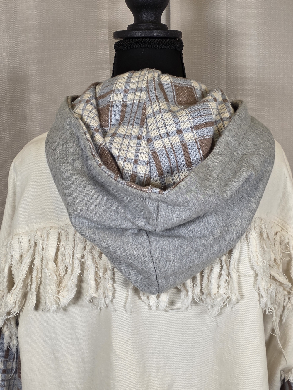 Oli & Hali Boho Fringe Hooded Jacket Oversized Shacket Large - Picture 6 of 14